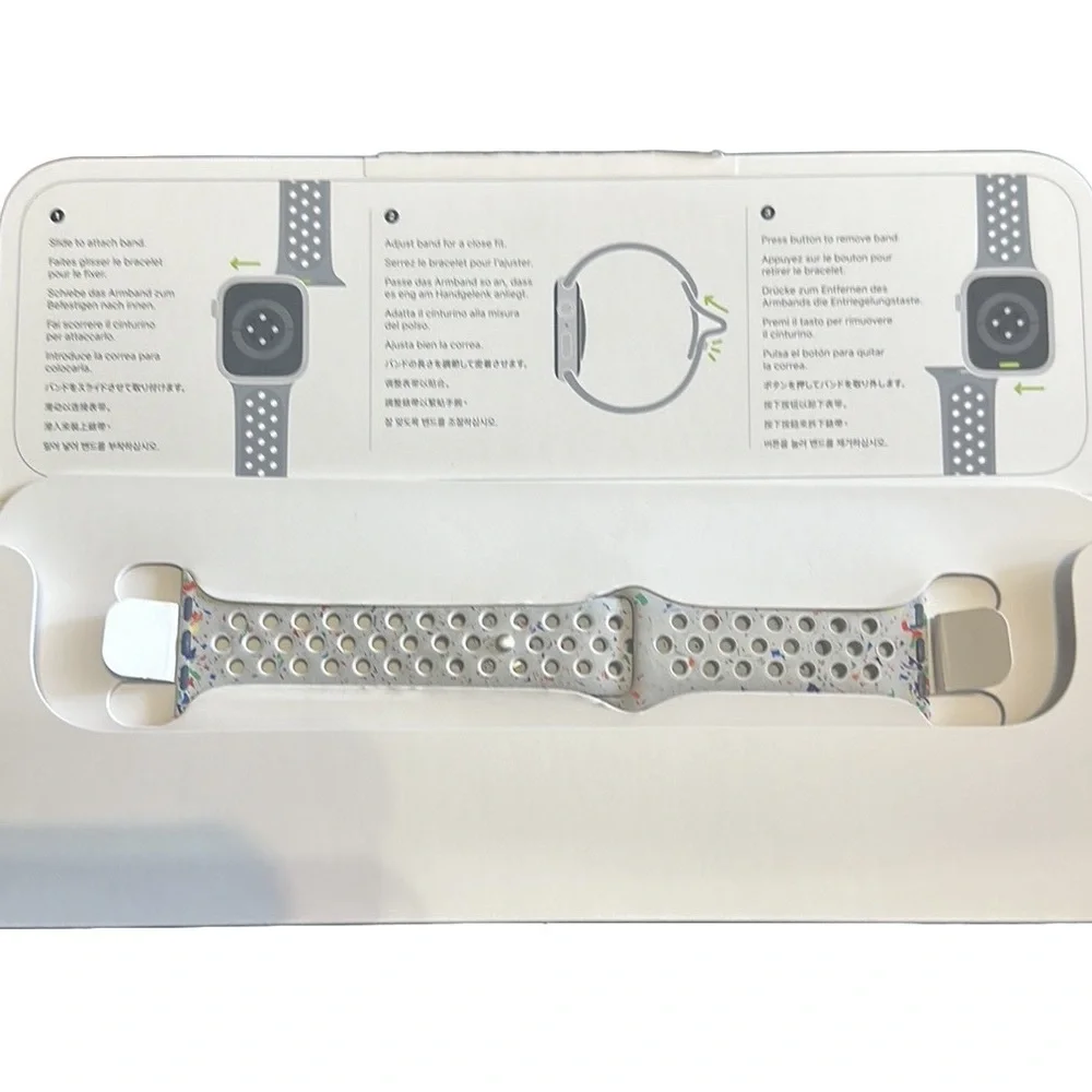 Nike White Perforated Sport Band with Iridescent Accents